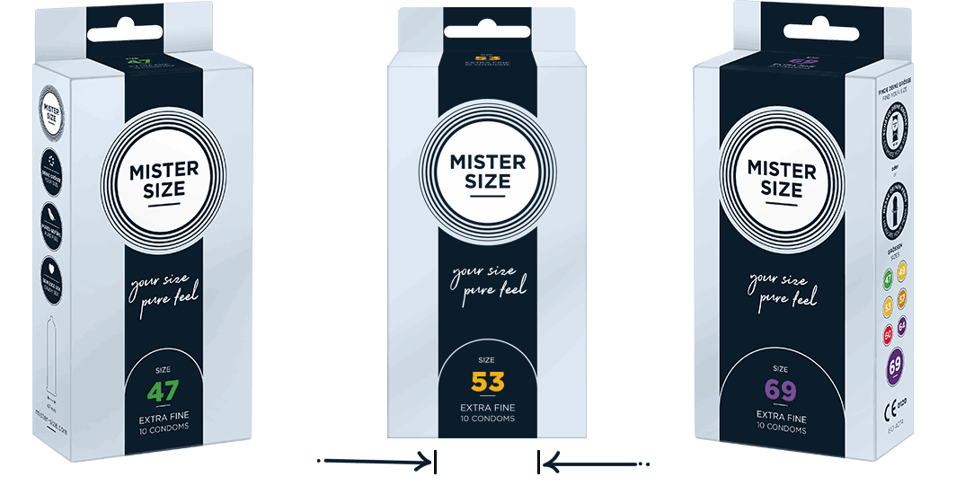 Medir o tamanho do preservativo utilizando a embalagem Mister Size